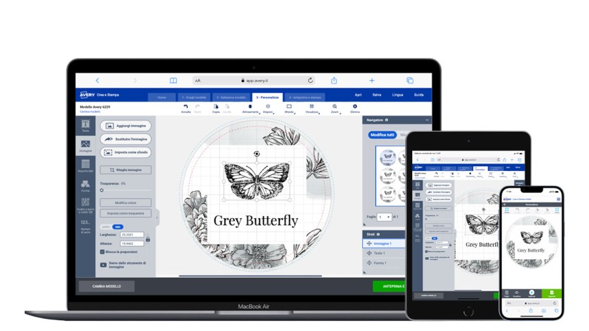 illustrazione che mostra come importare dati con la funzione stampa unione con il software Avery