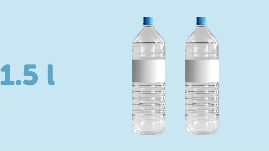 bottiglia di acqua da 1.5l con etichetta adesiva rettangolare