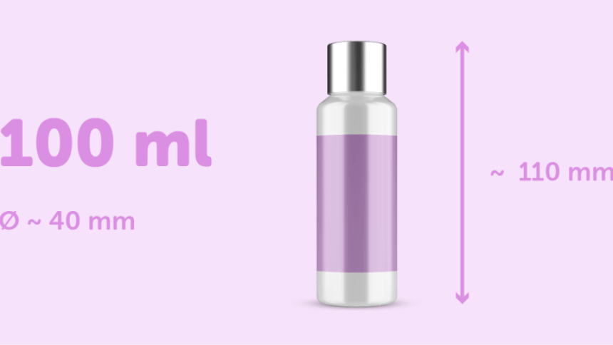flacone di cosmetico da 100ml con etichetta adesiva rettangolare