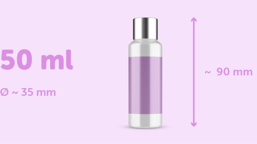 flacone di cosmetico da 50ml con etichetta adesiva rettangolare