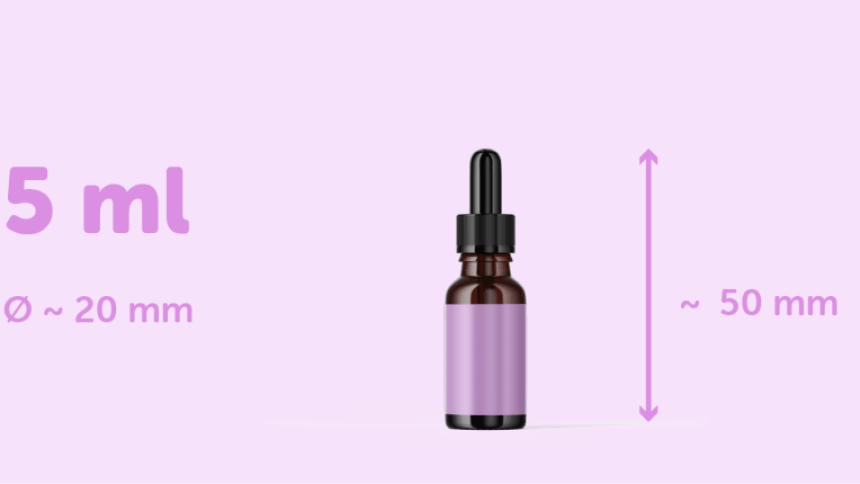 flacone contagocce da 5ml con etichetta adesiva rettangolare