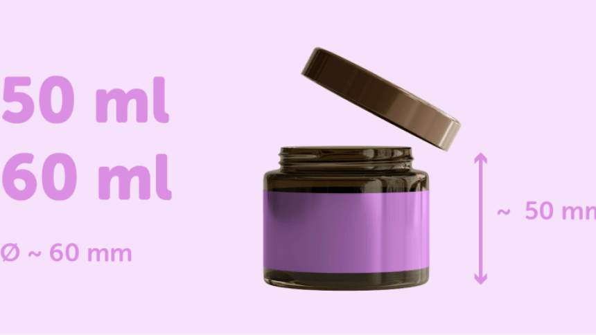 vasetto di cosmetico da 50-60ml con etichetta adesiva rettangolare che avvolge tutto il vasetto