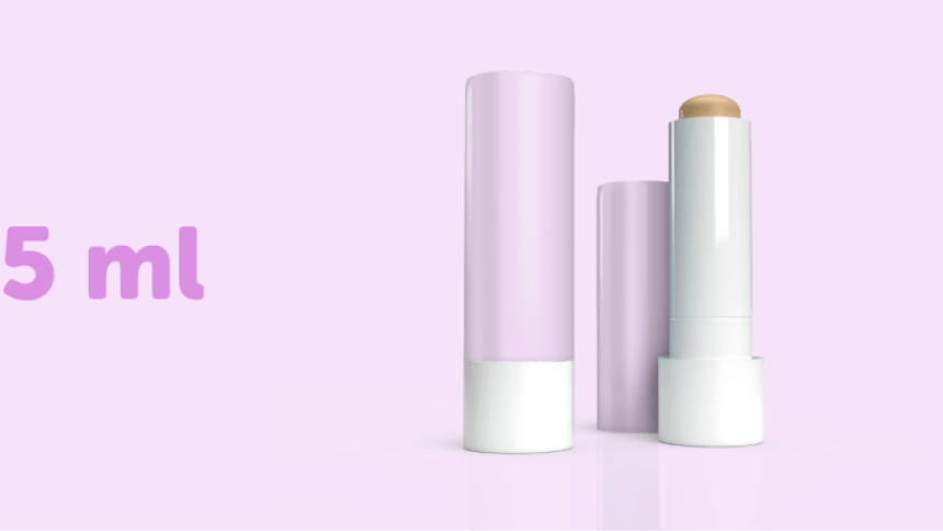 confezioni di balsamo per labbra da 5ml con etichette adesive rettangolari