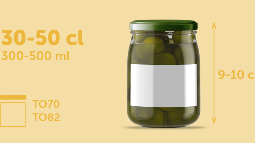 Adatte a vasetti medi da 30 a 50 cl, alti circa 9-10cm, con coperchio TO70 o TO82