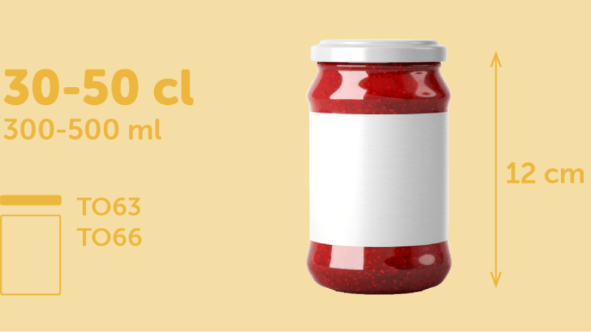 Adatte a vasetti medi da 30 a 50 cl, alti circa 12cm, con coperchio TO63 o TO66