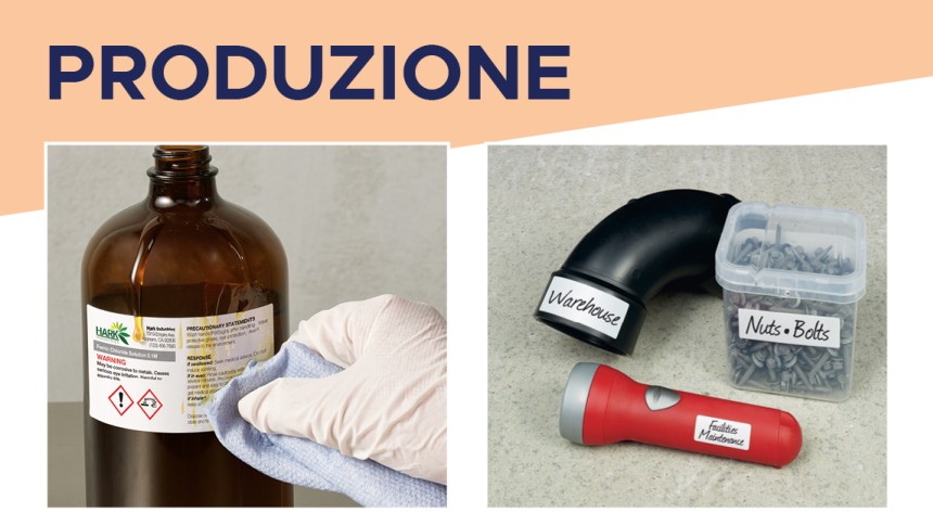 Immagine di una bottiglia marrone con etichetta e strumenti di laboratorio etichettati con il nome