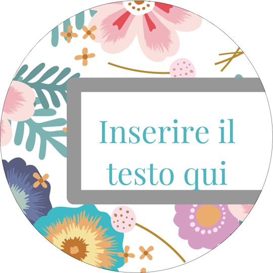 esempio di etichetta rotonda con motivo floreale che si può creare nel programma Crea e Stampa di Avery