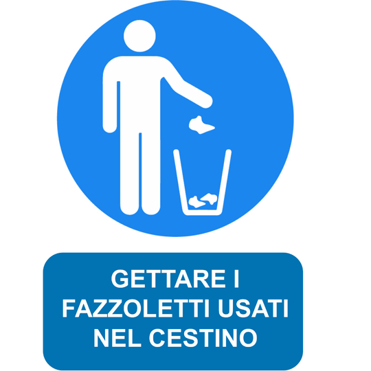 cartello covid gettare fazzoletti