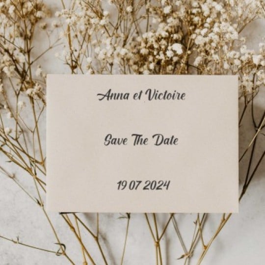 cartoncino con le informazioni essenziali per il save the date del matrimonio