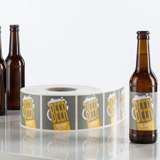 etichette adesive in bobina per bottiglie di birra, personalizzate