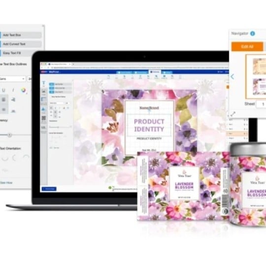 Schermata di un computer che mostra come utilizzare il programma Avery Crea e Stampa