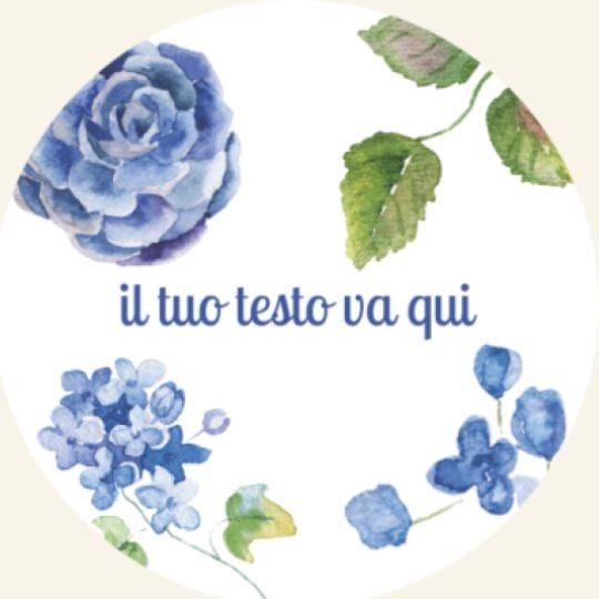 Etichetta rotonda con sfondo floreale