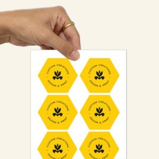 foglio di etichette esagonali