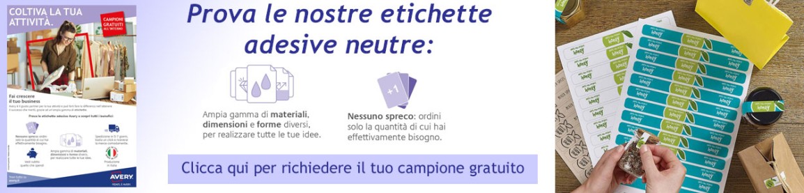 Richiedi una campionatura delle etichette neutre