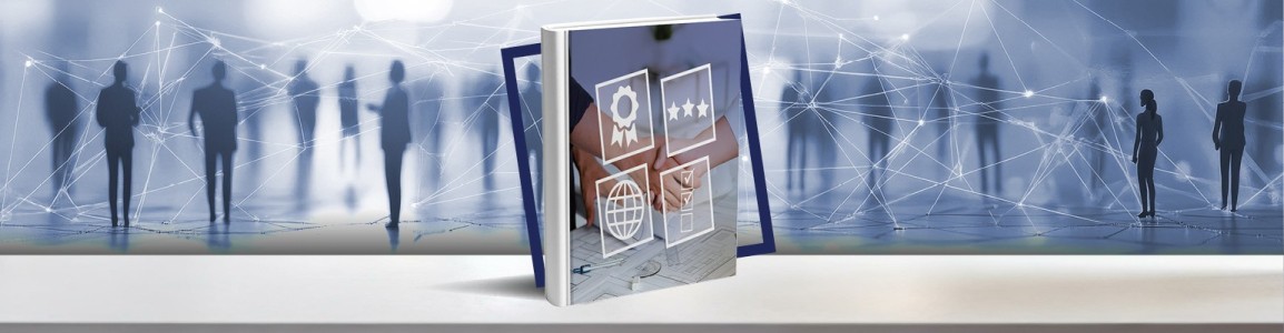 Libro con copertina con icone che indicano certificazioni e collaborazioni