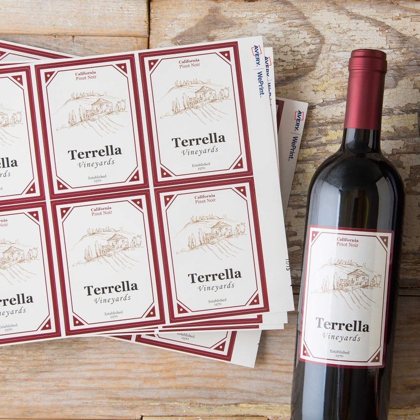 etichette personalizzate per bottiglie di vino