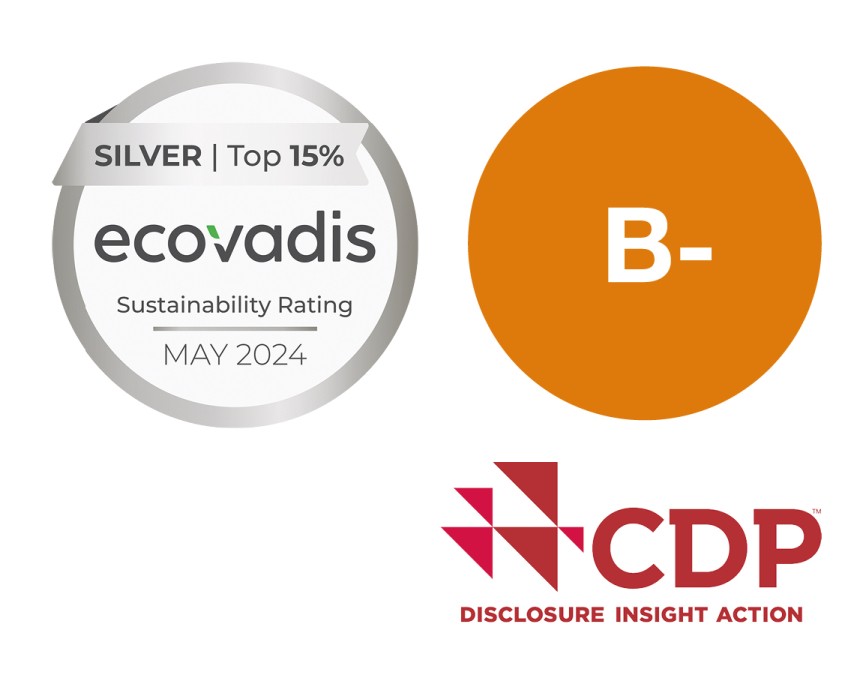loghi delle certificazioni ECOVADIS e CDP