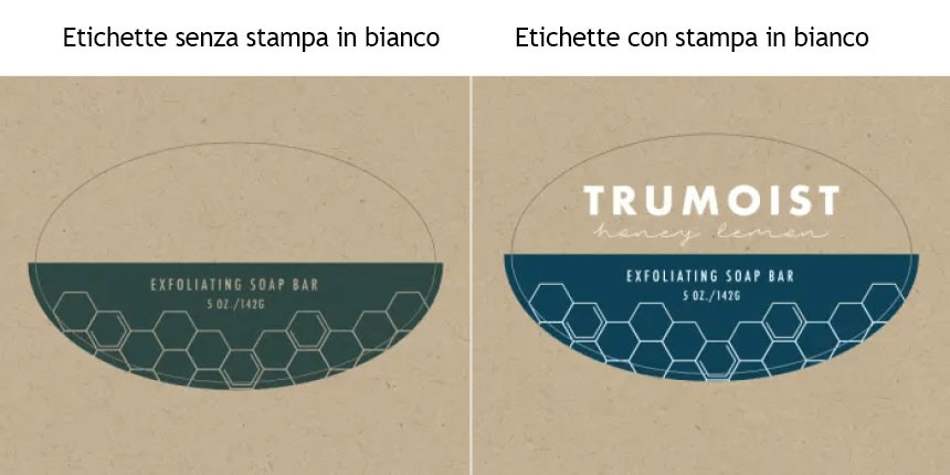 differenza tra un'etichetta con stampa in bianco e non