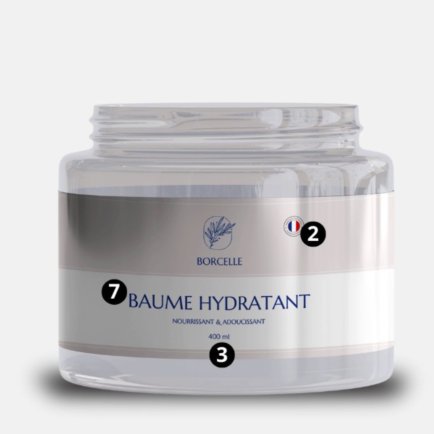 vasetto di crema con etichetta che indica le informazioni del cosmetico