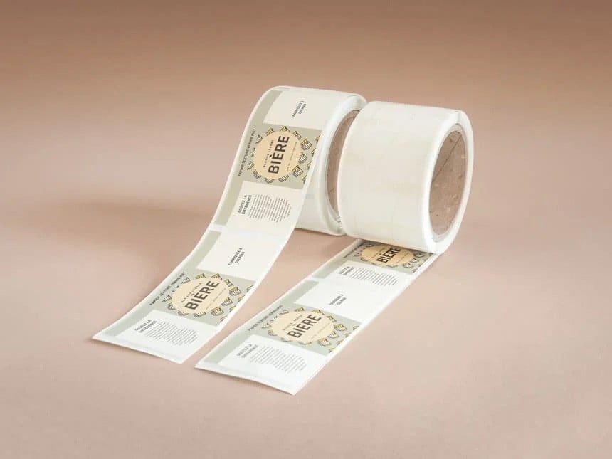 due bobine di etichette che mostrano il senso di avvolgimento delle etichette sulle bobine