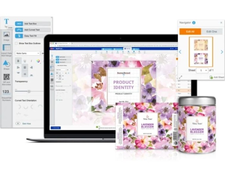 Schermata di un computer che mostra come utilizzare il programma Avery Crea e Stampa