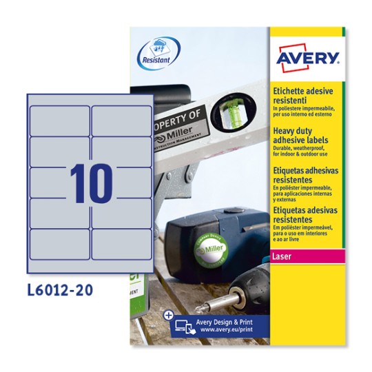 Etichette adesive in poliestere argento L6012-20 Contenuto: 200 Etichette / 20 Foglio