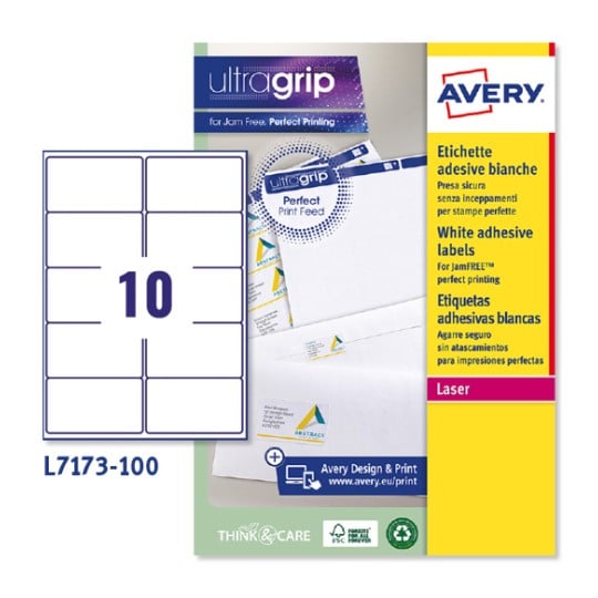 Etichette adesive in carta Ultragrip L7173-100 Contenuto: 1.000 Etichette / 100 Foglio