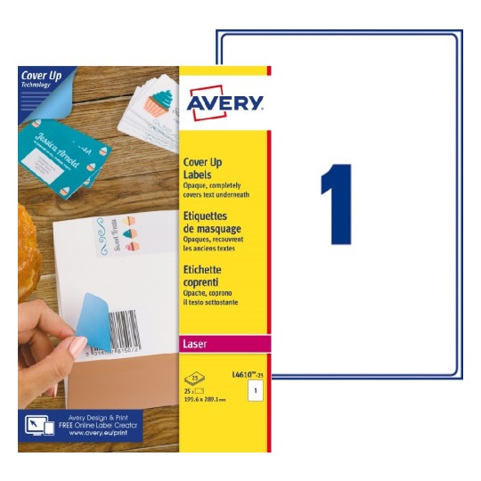 Etichette adesive in carta coprente BlockOUT™ L4610-25 Contenuto: 25 Etichette / 25 Pagina