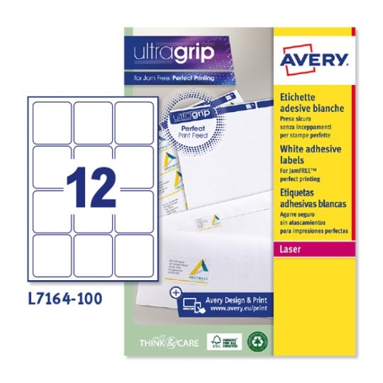 Etichette adesive in carta Ultragrip L7164-100 Contenuto: 1.200 Etichette / 100 Foglio