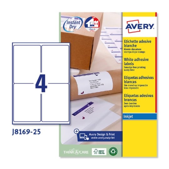 Etichette adesive in carta J8169-25 Contenuto: 100 Etichette / 25 Foglio