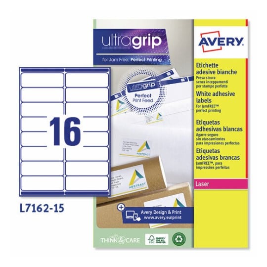 Etichette adesive in carta Ultragrip L7162-15 Contenuto: 240 Etichette / 15 Foglio