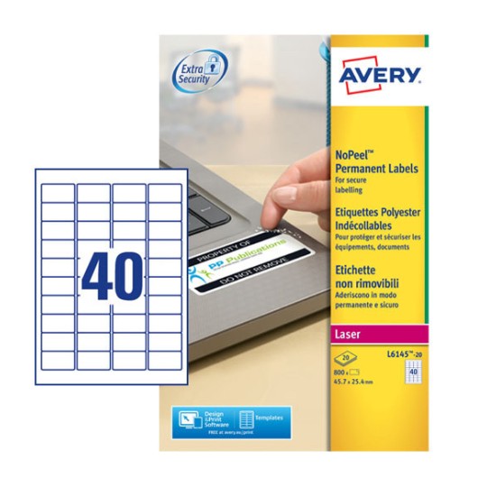 Etichette adesive non rimovibili L6145-20 Contenuto: 800 Etichette / 20 Foglio