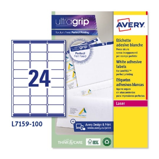 Etichette adesive in carta Ultragrip L7159-100 Contenuto: 2.400 Etichette / 100 Foglio