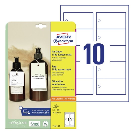 Cartellini stampabili in cartoncino T1001-10
