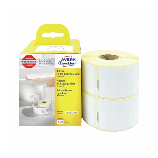 Etichette adesive in rotolo bianche AS0722400 Contenuto: 520 Etichette / 2 Rotolo