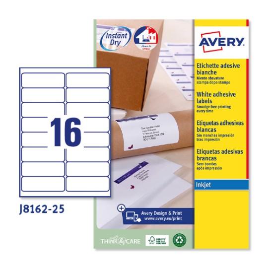 Etichette adesive in carta J8162-25 Contenuto: 400 Etichette / 25 Foglio