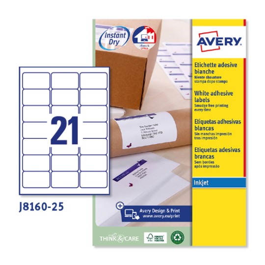 Etichette adesive in carta J8160-25 Contenuto: 525 Etichette / 25 Foglio