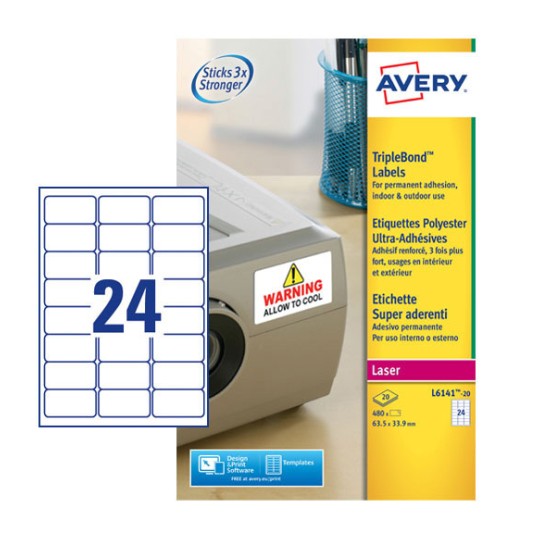 Etichette adesive super aderenti L6141-20 Contenuto: 480 Etichette / 20 Foglio