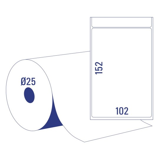 Etichette in rotolo a trasferimento termico diretto TD8050-25 102 x 152 mm
