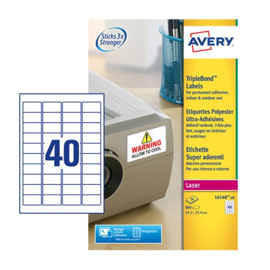 Etichette adesive super aderenti L6140-20 Contenuto: 800 Etichette / 20 Foglio