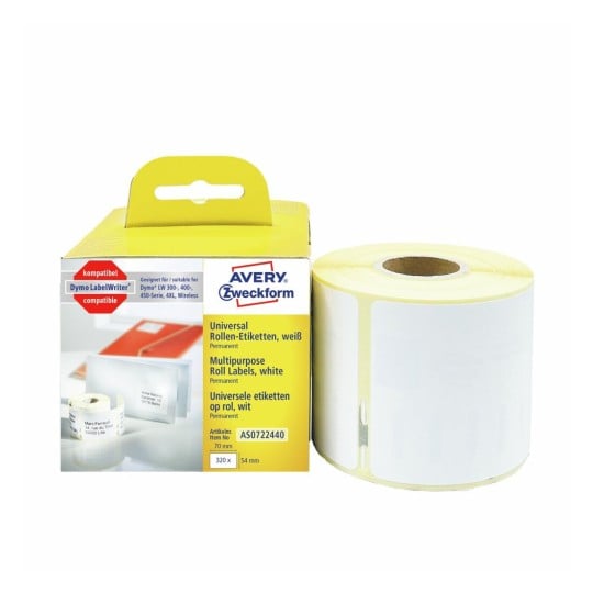 Etichette adesive in rotolo bianche multiuso AS0722440 Contenuto: 320 Etichette / 1 Rotolo