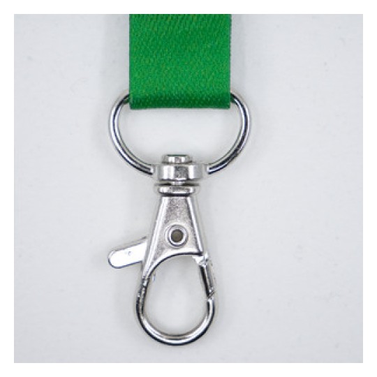 Lanyard with a green strap and a metal clasp at the end.