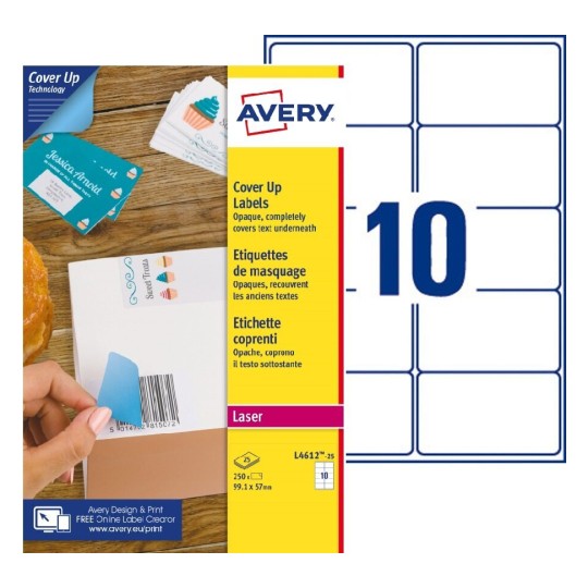 Etichette adesive in carta coprente BlockOUT™ L4612-25 Contenuto: 250 Etichette / 25 Pagina