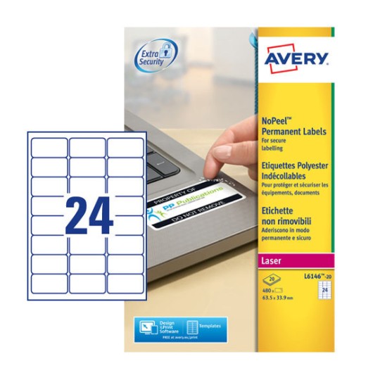 Etichette adesive non rimovibili L6146-20 Contenuto: 480 Etichette / 20 Foglio
