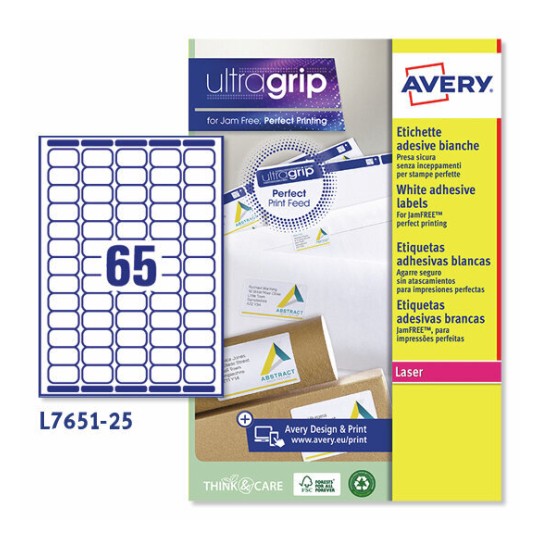Etichette adesive in carta Ultragrip L7651-25 Contenuto: 1.625 Etichette / 25 Foglio