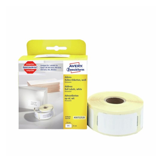 Etichette adesive in rotolo bianche AS0722520 Contenuto: 500 Etichette / 1 Rotolo
