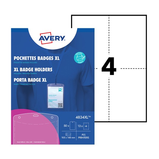 Porta Badge A6 in plastica 4834XL Contenuto: 50 Badge / 52 Inserti