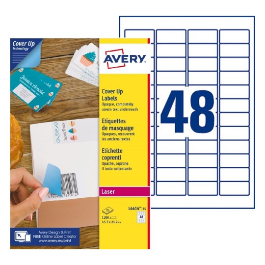 Etichette adesive in carta coprente BlockOUT™ L4614-25 Contenuto: 1.200 Etichette / 25 Pagina
