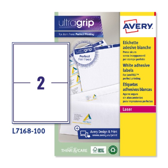 Etichette adesive in carta Ultragrip L7168-100 Contenuto: 200 Etichette / 100 Foglio