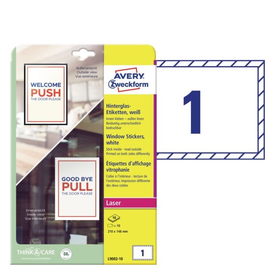 Adesivi per finestre stampabili L9002-10 Contenuto: 10 Etichette / 10 Pagina